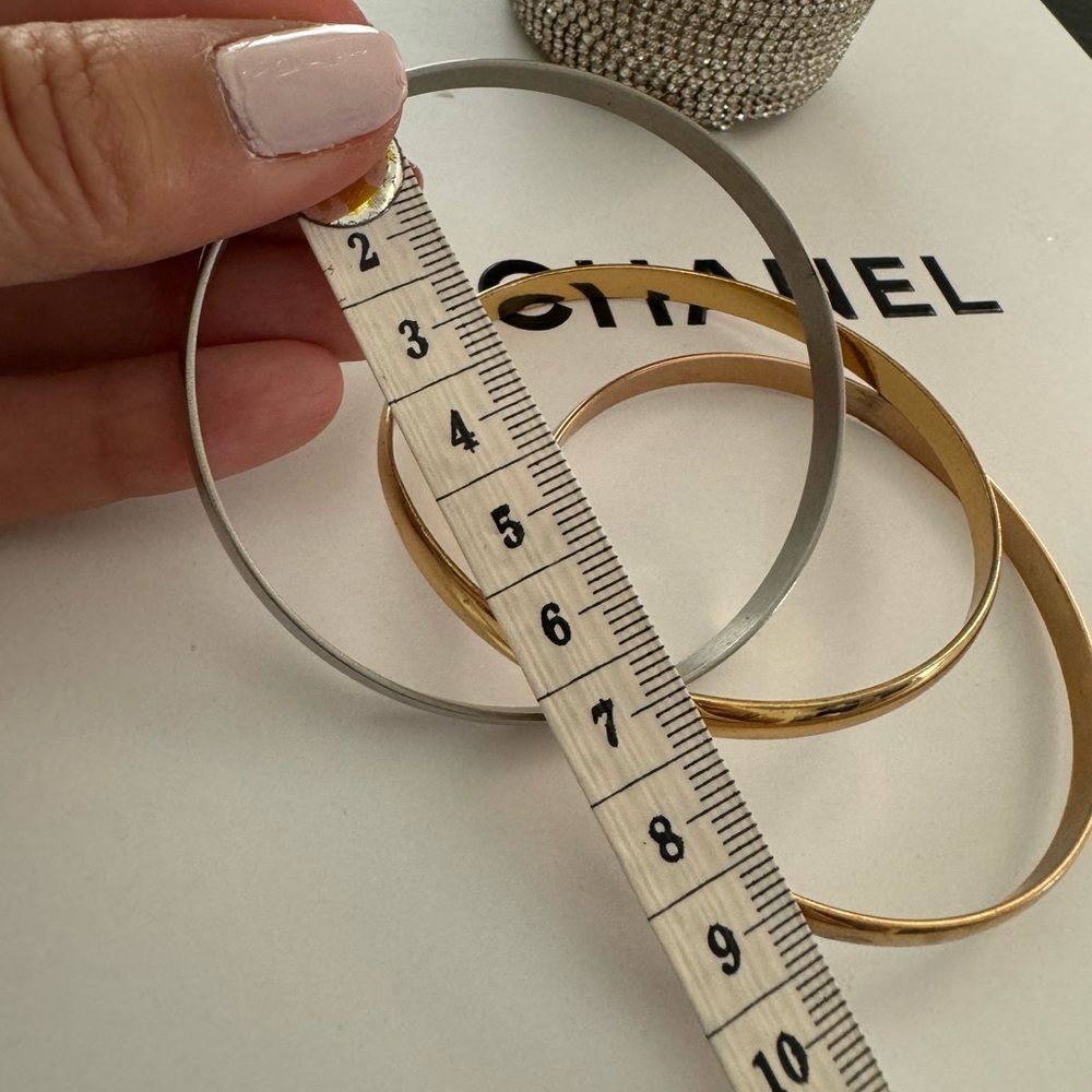 Interlocking Bangle Bracelets Tri-Color Stainless… - image 4